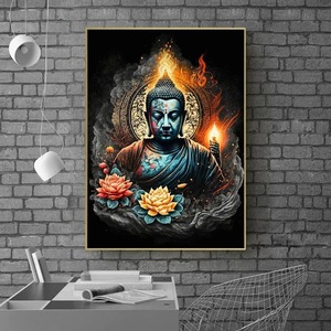 Fantastic Art Deco Style Home Decor Retro Buddhist Shakyamuni Statue Golden <strong>Buddha</strong> Poster Print <strong>Canvas</strong> Wall Art - Product Image 6