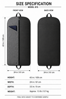 Sacs de transport pliables personnalisés avec logo imprimé, à soufflets, anti-poussière et anti-humidité, pour costumes et vêtements, avec poche zippée