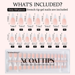 XCOATTIPS Faux Ongles Réutilisables en Gros, Longs Stiletto, Couverture Complète, French Manucure, Gel Souple, Pointe X-Coat, Faits à la Main, à Coller - Product Image 6