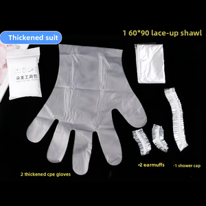 Kit pewarna rambut empat potong tahan air sekali pakai penutup telinga selendang sarung tangan penutup telinga untuk potongan rambut rumah minyak keriting plastik PE - Product Image 2