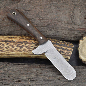 Cuchillo Skinner de Acero de Damasco Hecho a Mano, Profesional, de Alta Gama, con Funda de Cuero y Mango de Madera - Product Image 2