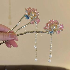 Horquilla de pelo en forma de U estilo chino para mujer, con borla de estilo antiguo, para moños, estilo vintage, joyería para el cabello - Product Image 1