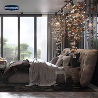 Neues Design Italienisches Luxus-Schlafzimmermöbel-Set Ausgefallenes LED-beleuchtetes Doppelbettgestell Marmor Moderne Betten mit LED-Beleuchtung