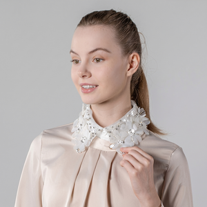 Chemise à col Dickie pour femme, col pastoral, faux col perlé, faux col en strass pour femme, avec pierres naturelles - Product Image 5