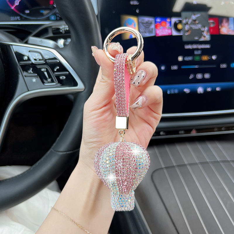 Mini Crystal 3d Hot air Balloon Keychain Beautiful Bling