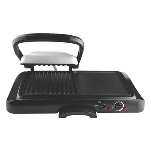 Parrilla eléctrica de contacto de 1500 W, antiadherente, de acero inoxidable, con doble superficie de cocción para asar en interiores y freír. - Product Image 1