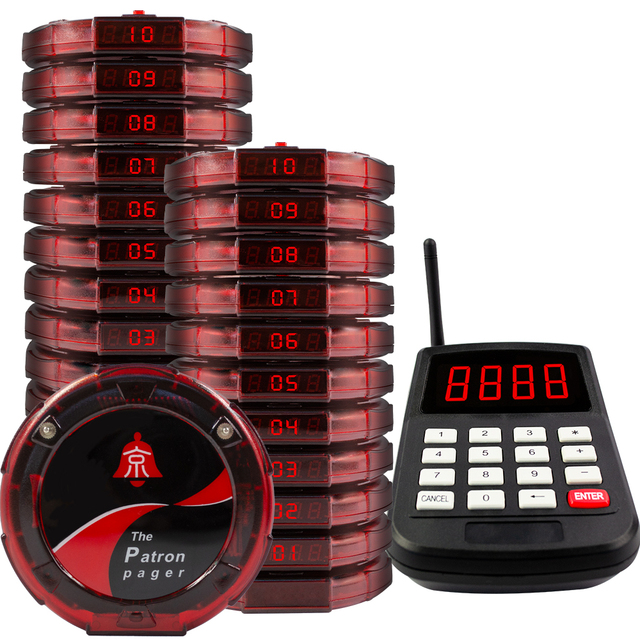CATEL CTP200 Wireless Restaurant Waiter Coaster Paging System 1 Keyboard 10 Pagers 1 Charger Calling Queueing Service Buzzer
