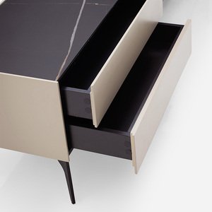 Meuble TV moderne <span class=keywords><strong>de</strong></span> luxe en panneaux <span class=keywords><strong>de</strong></span> bois avec fonction <span class=keywords><strong>de</strong></span> rangement, plateau rectangulaire en marbre pour salon, chambre et salle à manger - Product Image 3