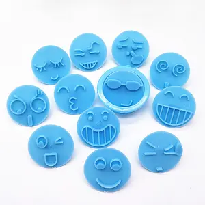 12Pcs Cookie Cutters Set Fondant Biscuits Mold Plastic Smiling Face Embossing Mould Christmas Cookie