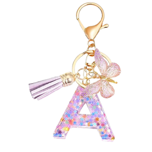 Chất Lượng Cao Acrylic Ban Đầu Thư Keychain Tua Bướm Mặt Dây Chuyền Vòng Chìa Khóa Cho Phụ Nữ Ánh Sáng Bảng Chữ Cái Móc Khóa Cho Túi Xách - Product Image 4