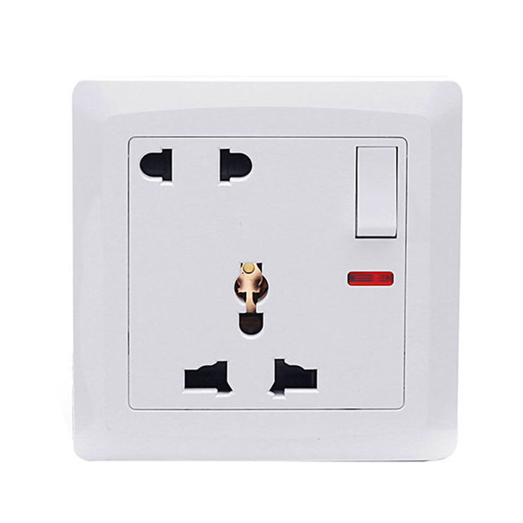 Multifunctional 5 Pin Switched Electric Light Wall Power Electric Socket and Switch Universal Socket With Indicator Light
