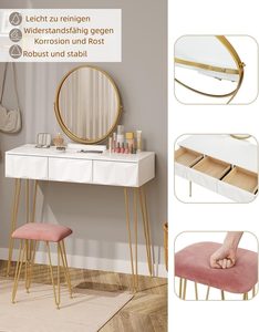 Schminktisch One Teiliges Set Mit <strong>Hocker</strong> and Drehbarem Spiegel-Customized Modern <strong>Design</strong> Wood Material - Product Image 4