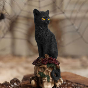 งานประติมากรรมเรซิ่นรูปสัตว์สไตล์ดาร์กสุดลึกลับ แมว-อีกา สำหรับตกแต่งบ้าน ของขวัญวันหยุด - Product Image 3