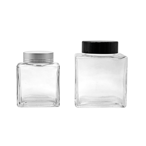 Wholesale60ml 75ml 120ml 150ml 400ml 500ml High Quality <strong>square</strong> Food Grade Glass Storage Jar Kitchen Storage Jar with Screw Lid - Product Image 4