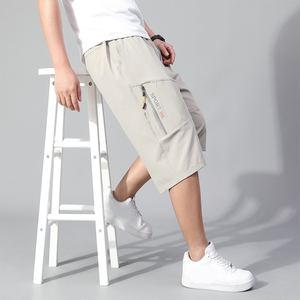 Nouveaux pantalons Capri pour hommes, pantalons de plage minces en pur coton et <span class=keywords><strong>shorts</strong></span> décontractés - Product Image 6