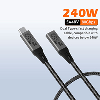Cable USB4 240W tipo C macho a hembra 40Gbps 8K 60Hz carga rápida y transferencia de datos Cable de datos con todas las funciones para dispositivos IOS