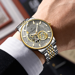 Montre mécanique automatique de luxe LOUIE JUELEN 9168 pour homme, en acier inoxydable, étanche, avec tourbillon squelette, montre de business - Product Image 5