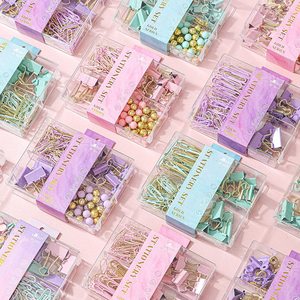 Ellen Brook 1 Caja de Clips Creativos para Encuadernación y Pioneses en Oro y Oro Rosa, Lindos Pioneses en Espiral para Papel, Set Combinado de Oficina con Pioneses y Clips - Product Image 3