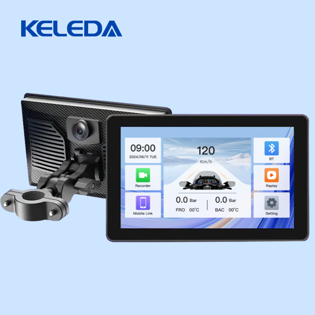 Portable 7-Inch Touch Screen Motorcycle Dash Cam with GPS Carplay