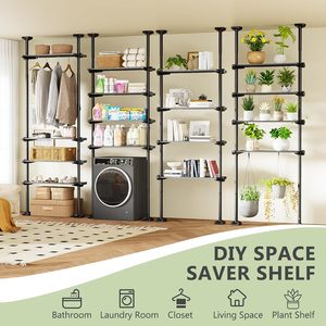 Étagère de rangement sur pied en métal CF sans perçage, 4 niveaux, largeur et hauteur réglables, gain de place, pour salle de bain, à placer au-dessus des toilettes - Product Image 6