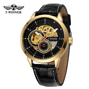 T vincitore oro blu colori <span class=keywords><strong>Minimal</strong></span> dolce uomo regalo Auto orologi da polso uomo di lusso in pelle <span class=keywords><strong>orologio</strong></span> automatico automatico scheletro meccanico - Product Image 5