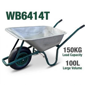 Promotion Europe : <span class=keywords><strong>Brouette</strong></span> de jardin galvanisée 100L, capacité 160kg, pour <span class=keywords><strong>travaux</strong></span> de construction, avec pneu pneumatique 4.00-8 (5CBF) - Product Image 1