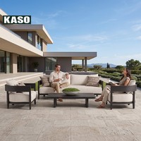 Ensemble de salon de jardin moderne 4 pièces pour villa, resort, piscine, cour, hôtel, patio, canapé, ensemble de meubles d'extérieur en aluminium imperméable