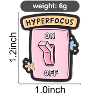 Épinglette en émail rose de haute qualité Hyperfocus ON/OFF, badge métallique personnalisé avec message amusant, épinglette de revers sur le thème de la santé mentale, cadeau en gros