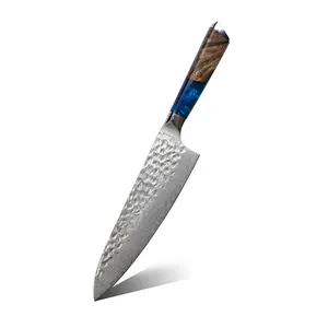 Tuobituo Cuchillos De Acero Damasco, 8 дюймов, японский, AUS10, 45 слоев, кованый кухонный поварский нож из дамасской стали высокого качества
