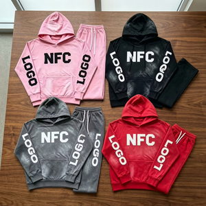 เสื้อฮู้ดดี้ผู้ชายสไตล์ Y2K แบรนด์ NFC Hell Logo Star  ผ้ากำมะหยี่บุซับใน ปักลายคุณภาพสูง 100% ผ้าฝ้าย  แบบสั่งทำพิเศษ - Product Image 4