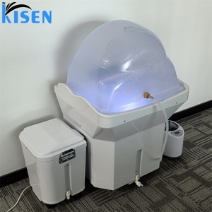 อ่างสระผมเคลื่อนที่ KISEN รุ่นโมเดิร์น พร้อมเก้าอี้สระผม เตียงสระผมสำหรับร้านทำผม อ่างล้างผมสีขาว พร้อมถังเก็บน้ำและเครื่องทำน้ำอุ่น - Product Image 4