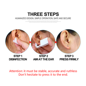 Bộ dụng cụ xỏ khuyên tai tích hợp khuyên tai pha lê trắng mạ vàng 2mm 3mm 4mm, súng xỏ khuyên tai không đau, dùng một lần - Product Image 3