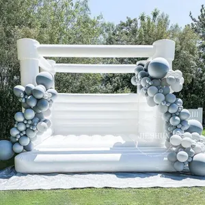 Ngoài Trời Inflatable Mini Trắng Bouncy Castle Inflable Juegos Wedding Bounce Nhà Với Slide