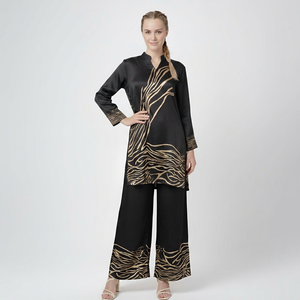 Ensemble coordonné deux pièces pour femmes, élégant, confortable, écologique, ensemble Kurti et pantalon assorti, tenue décontractée respirante pour toutes les saisons - Product Image 1