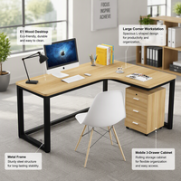 Escritorio de Computadora en Forma de L para Oficina Individual, con Gabinete de Almacenamiento Móvil, Muebles para Estudio en Casa, Venta al Por Mayor