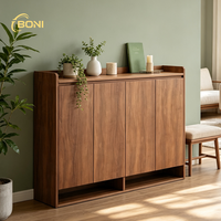 Meuble à chaussures moderne en noyer avec rangement dissimulé, console à chaussures anti-poussière, gain de place, modulaire, pour entrée et couloir