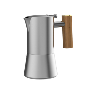 DHPO Écologique Scandinave Minimalisme Style Conception Unique De Qualité Alimentaire En Acier Inoxydable 304 Espresso Moka Pot Couvercle En Bois De Noyer - Product Image 2