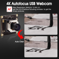 Módulo de Cámara USB ELP 4K Ultra HD 8MP CMOS con Sensor IMX415, Lente con Enfoque Automático sin Distorsión, Plug & Play UVC para Lightburn
