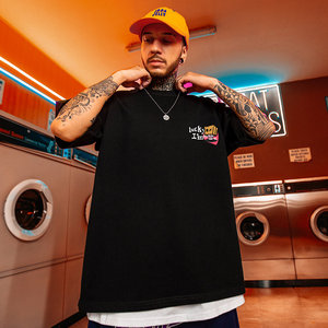 T-<span class=keywords><strong>shirt</strong></span> pour <span class=keywords><strong>homme</strong></span> à manches courtes, coupe ample, col rond, 100% coton, imprimé graffiti hip-hop humoristique noir, marque de mode de rue américaine - Product Image 2