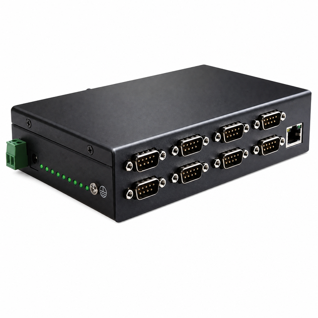 8 Port RS232 RS422 RS485 Serial to Ethernet Converter Device Server TCP IP Industrial Automation PLC Network Adapter