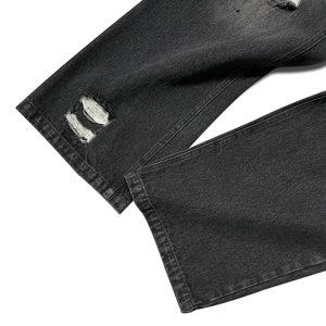 Vaqueros anchos vintage para hombre, lavados y rasgados, estilo baggy, con efecto degradado y agujeros, de corte holgado, para streetwear. - Product Image 4