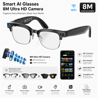 Lunettes Intelligentes 4K avec Caméra 8MP, Assistant Vocal IA, Double Micro Anti-Bruit, Appel Téléphonique à Oreille Ouverte, Alimentées par IA GPT W630T