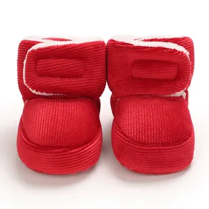 3-6-9-12 meses sapatos de caminhada do bebê inverno algodão sola macia engrossar sapatos de pelúcia interior do bebê menino menina
