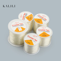 Bracelet élastique en cristal transparent avec cordon de perles, fil, élastique rond, bouddhiste, 100 mètres