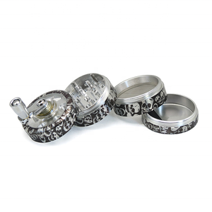 Hot Sale Custom Logo Zinc Alloy High Quality Magnetic 63 Mm/55 Mm 4-Layer Classic Spice Hand Crank <b>Herb</b> Crusher <b>Grinder</b> - Product Image 3