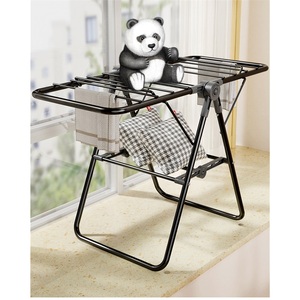 Small Foldable Iron Mobile Hanger with Adjustable Round Design for Yard Use Modern Style Cloth Hanger - Product Image 3