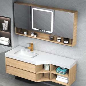 Italian Modern Design Black Lacquer Storage Bathroom <b>Mirror</b> Cabinet With Basin - Product Image 6