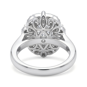 Anillo Ovalado Vintage de Latón con Baño de Rodio, Diseño Floral con Circonita Cúbica 5A, Regalo para Mujer, Compromiso, Boda, Fiesta - Product Image 2