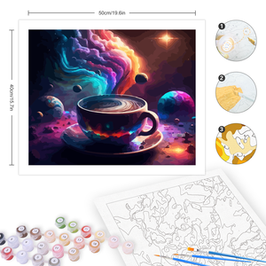 Starter kit per adulti regalo da parete arte cornice 40x5 cm/16x20 pollici pittura con numeri caffè da colorare paesaggio stile Europa - Product Image 3