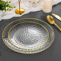 Nouvelles assiettes de mariage en cristal clair assiettes de luxe en cristal fruits assiettes de plastique doré de mariage en plastique